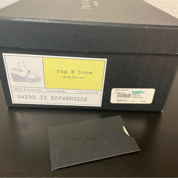 RAG & BONE Black Sayre II Espadrille Wedge Sandals Size 40 - Picture 5 of 7